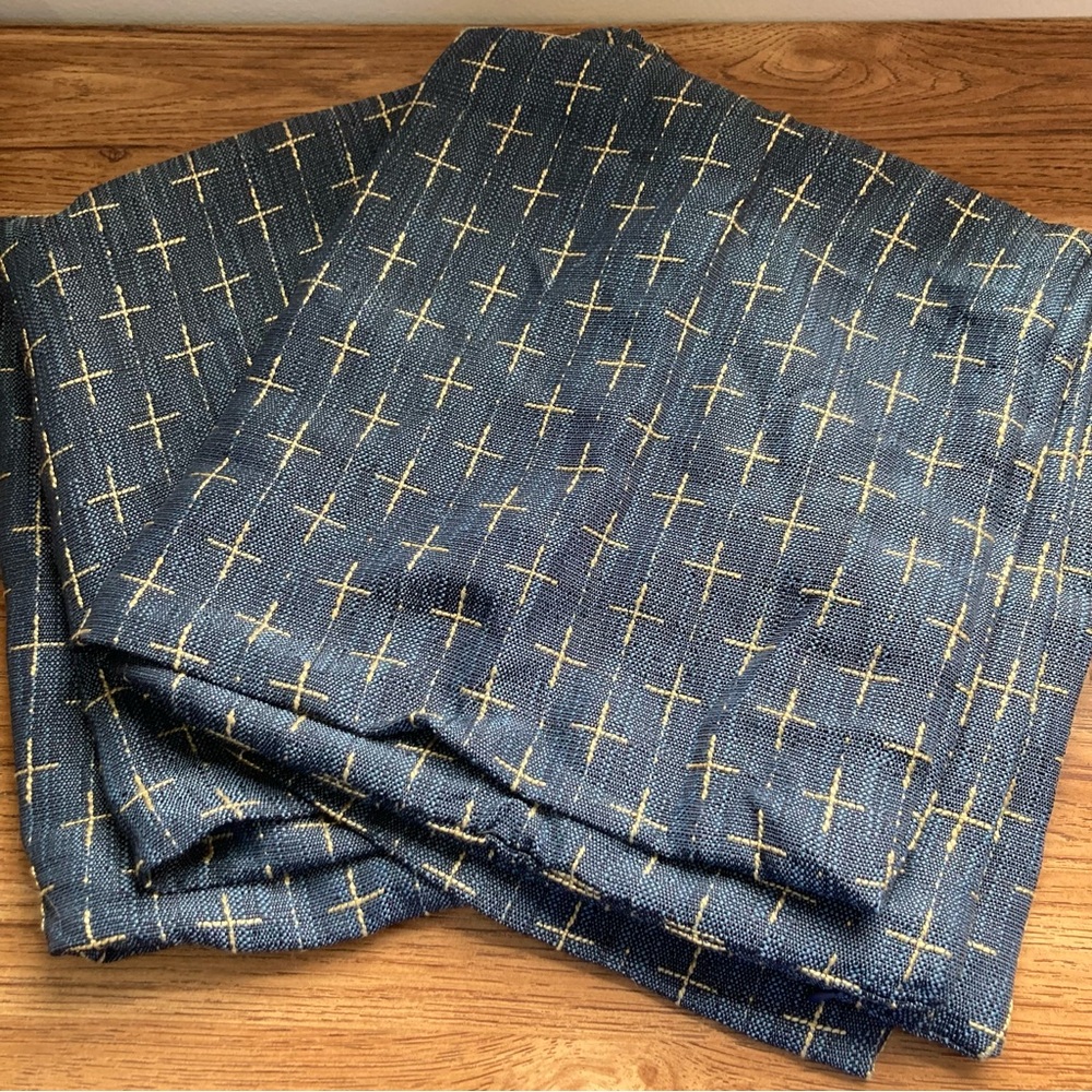 NWOT MIULEE Pack of 2 Burlap Linen Dark Blue and Tan Throw Pillow Covers 26x26”
